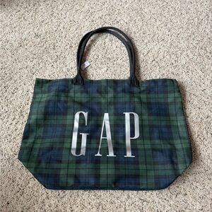 GAP Green and Blue Plaid Tote